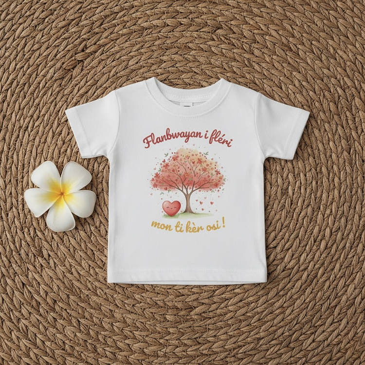 T-Shirt Bébé « Petit Cœur sous le Flamboyant »