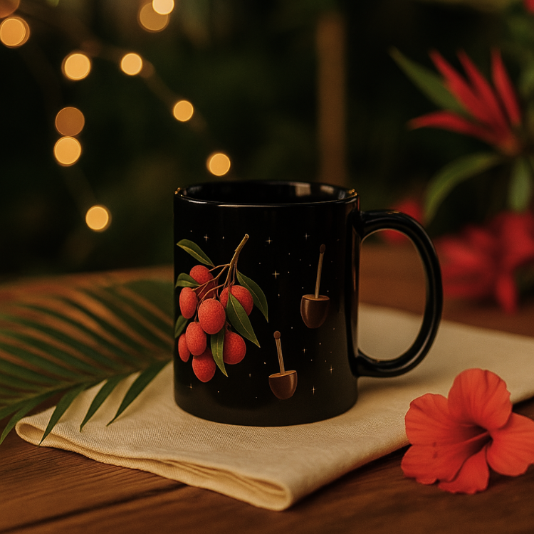 Mug Noir « Toupies Letchis »