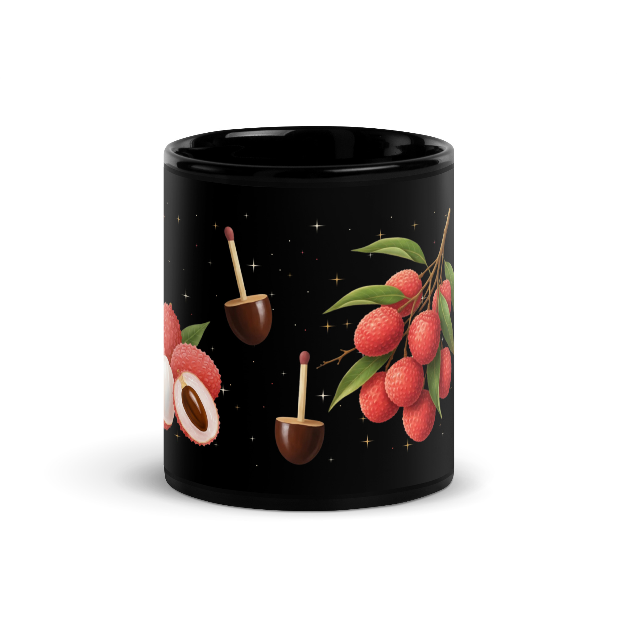 Mug Noir « Toupies Letchis » – Image 2
