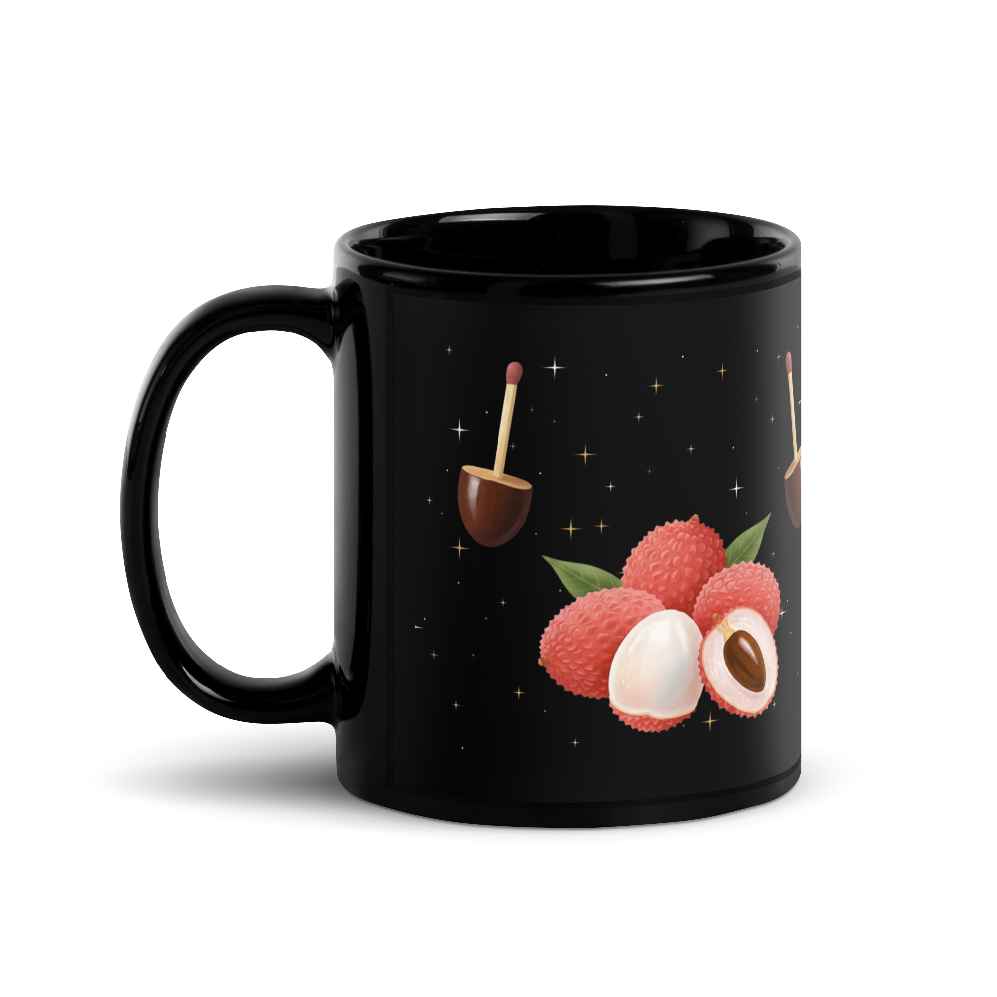 Mug Noir « Toupies Letchis » – Image 4