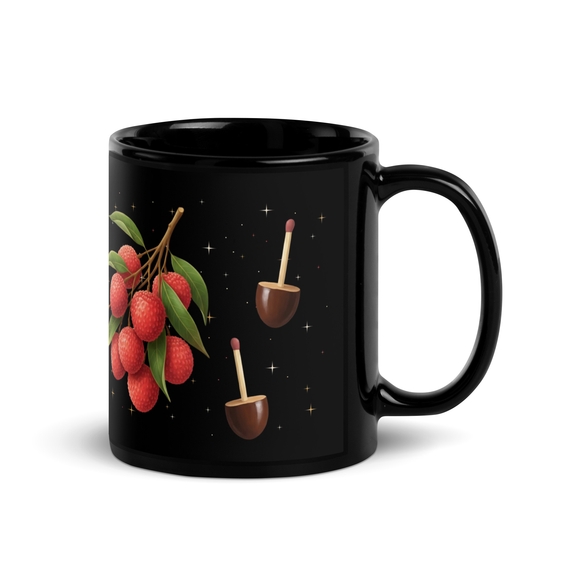 Mug Noir « Toupies Letchis » – Image 3